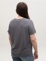 Футболка жіноча сіра тонка з мисом вільна 21-07-V
