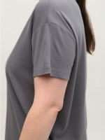 Футболка жіноча сіра тонка з мисом вільна 21-07-V