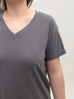 Футболка жіноча сіра тонка з мисом вільна 21-07-V