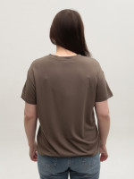 Футболка женская хаки тонкая с мысом большие размеры 21-B-09-V