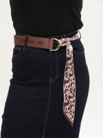 Спідниця жіноча темно-синя міді з розрізом 2244