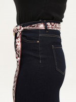 Спідниця жіноча темно-синя міді з розрізом 2244