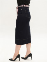 Юбка женская темно-синяя миди с разрезом большие размеры 2244-B