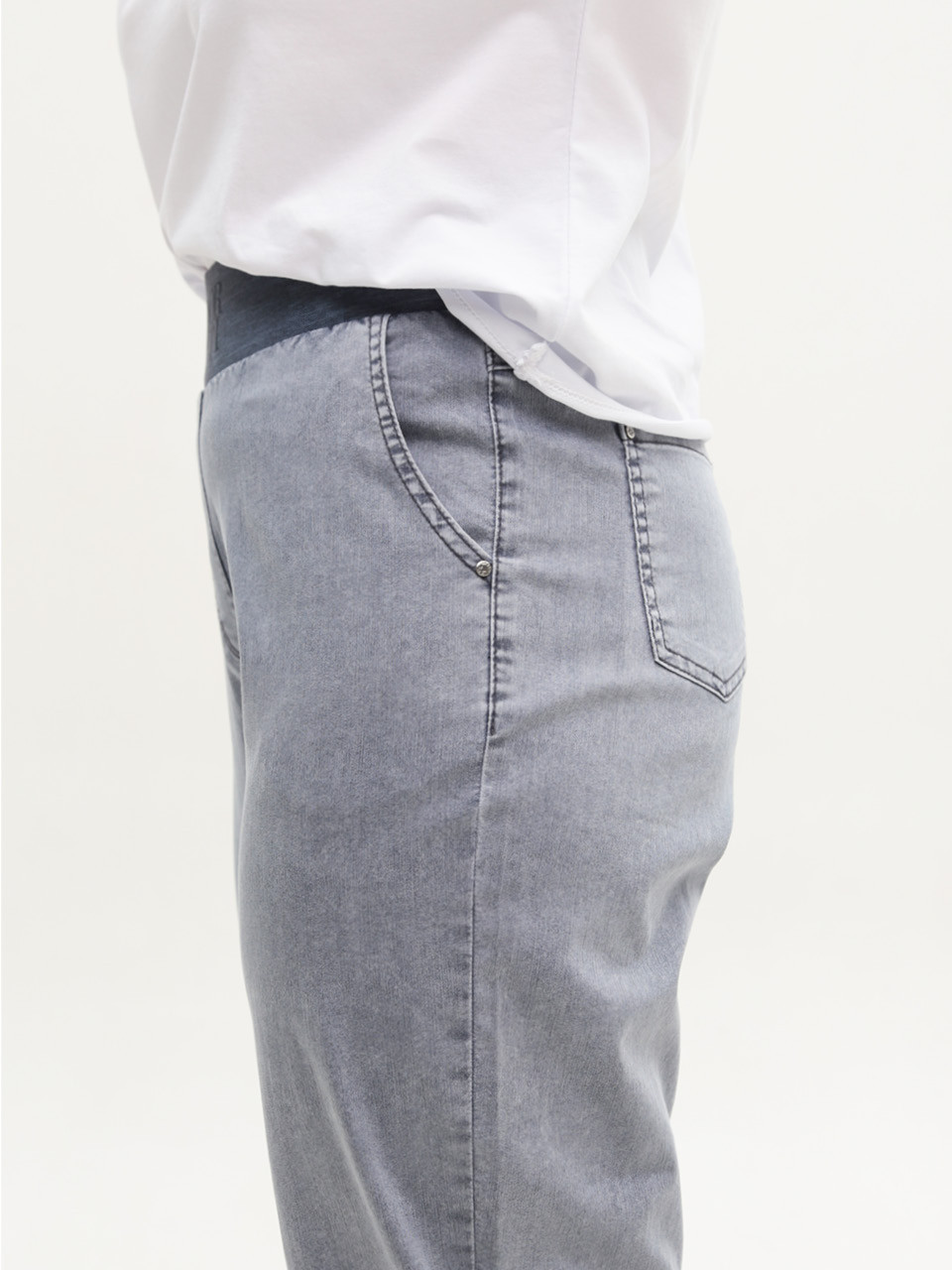 Джинси жіночі сині банани тонкі з гумкою великі розміри 8040-B-3