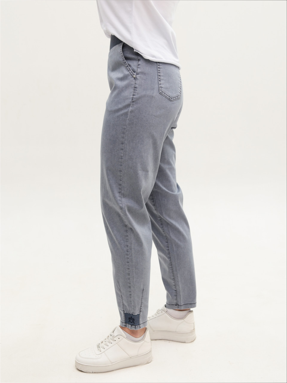 Джинси жіночі сині банани тонкі з гумкою великі розміри 8040-B-3