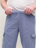 Шорти чоловічі світло-сині лляні з гумкою на поясі 8604-5