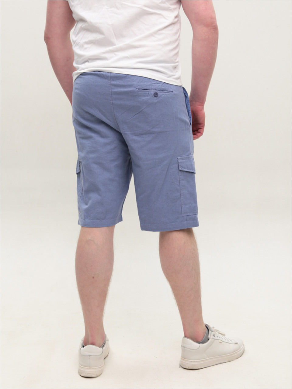 Шорти чоловічі світло-сині лляні з гумкою на поясі 8604-5