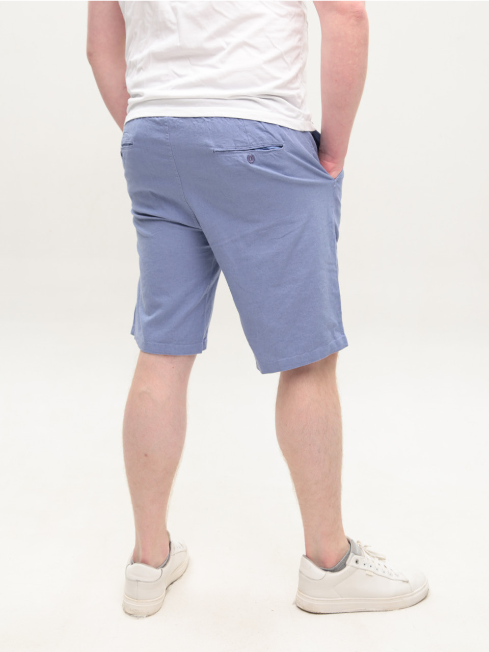 Шорты мужские светло-синие льняные на резинке 8603-5