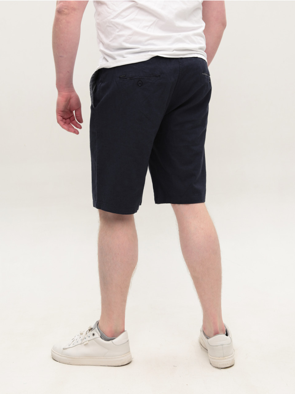 Шорти чоловічі темно-сині лляні на резинці 8603-4
