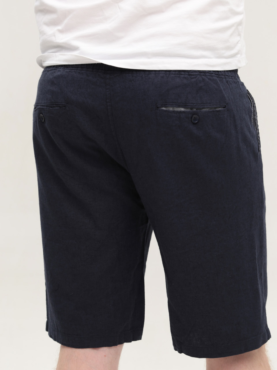 Шорти чоловічі темно-сині лляні на резинці 8603-4