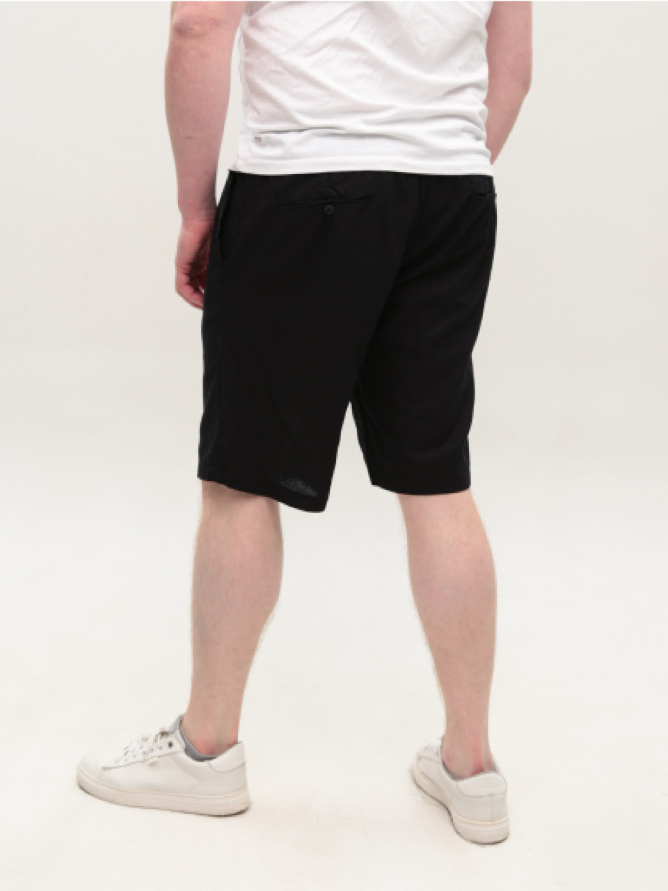 Шорты мужские черные льняные на резинке 8603-6