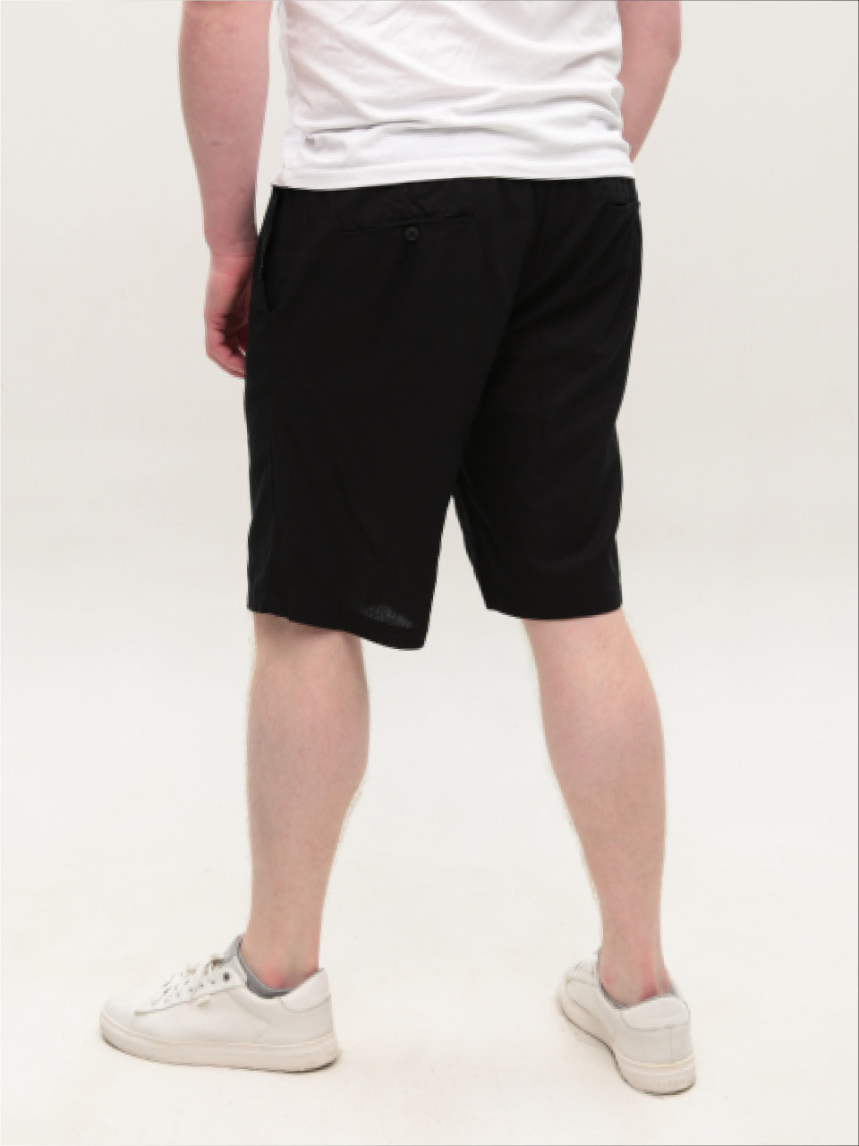Шорты мужские черные льняные на резинке 8603-6