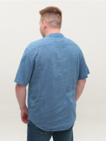 Сорочка чоловіча синя лляна великі розміри 302-B-07