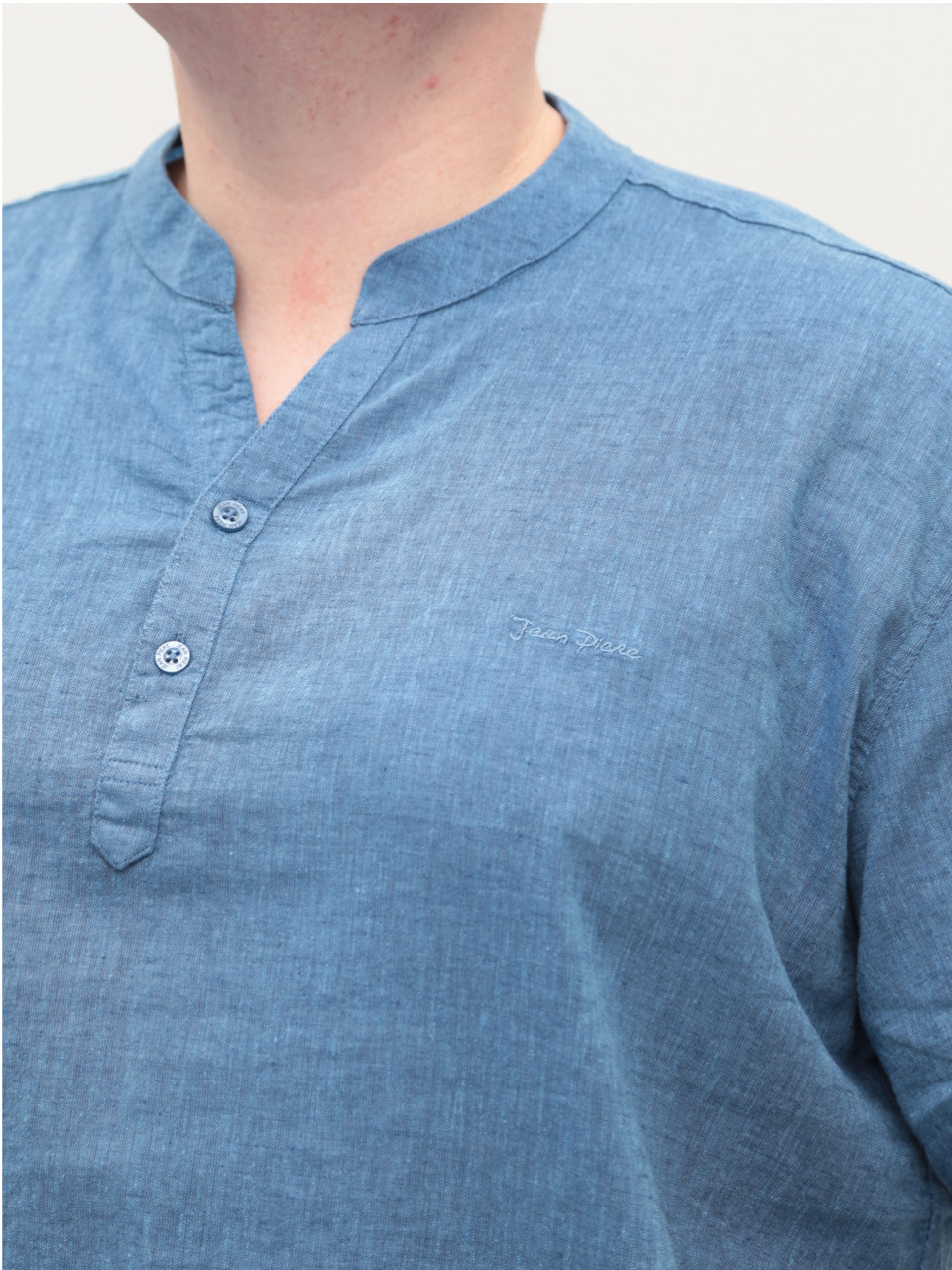 Сорочка чоловіча синя лляна великі розміри 302-B-07