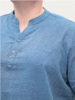 Сорочка чоловіча синя лляна великі розміри 302-B-07