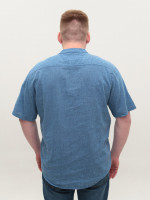 Сорочка чоловіча синя лляна великі розміри 302-B-07