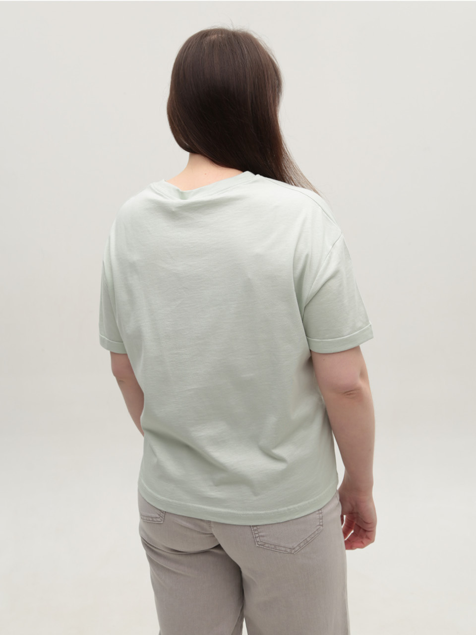 Футболка женская оливковая укороченная 30-05