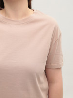 Футболка женская бежевая укороченная W-30-06