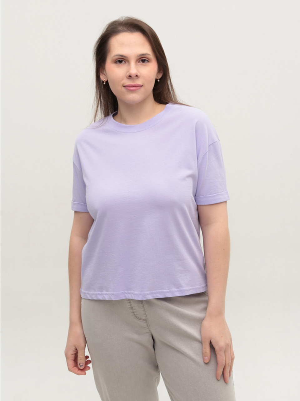 Футболка женская сиреневая укороченная W-30-02