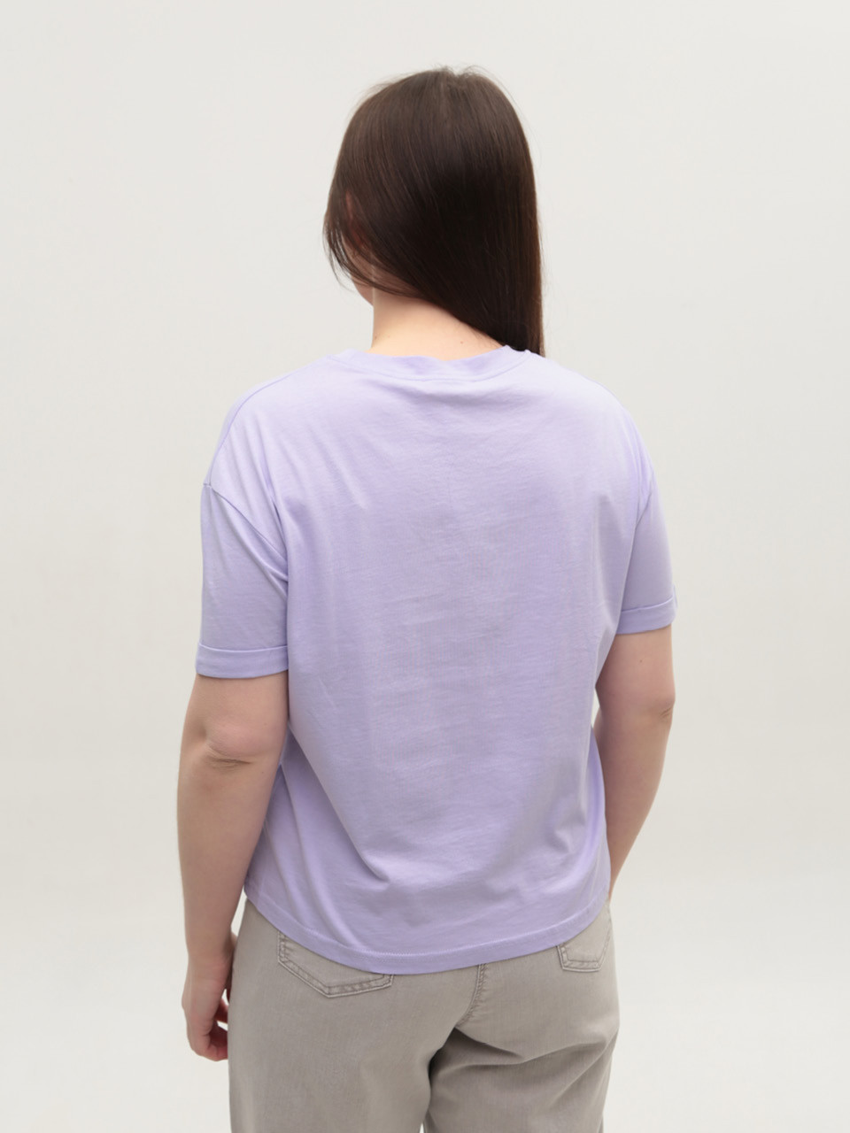 Футболка женская сиреневая укороченная W-30-02
