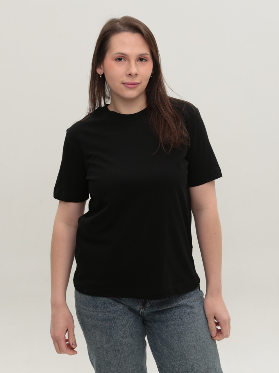 Футболка женская черная прямая 107-01