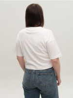 Футболка женская белая укороченная 114-12