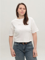 Футболка женская белая укороченная 114-12
