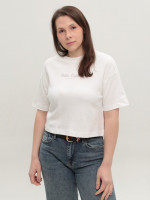Футболка женская белая укороченная 114-12