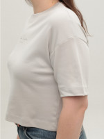 Футболка женская светло-серая укороченная 114-18