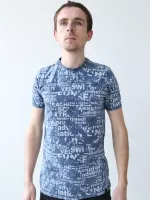 футболка JP 1103-1 син+газет  m-2xl M  