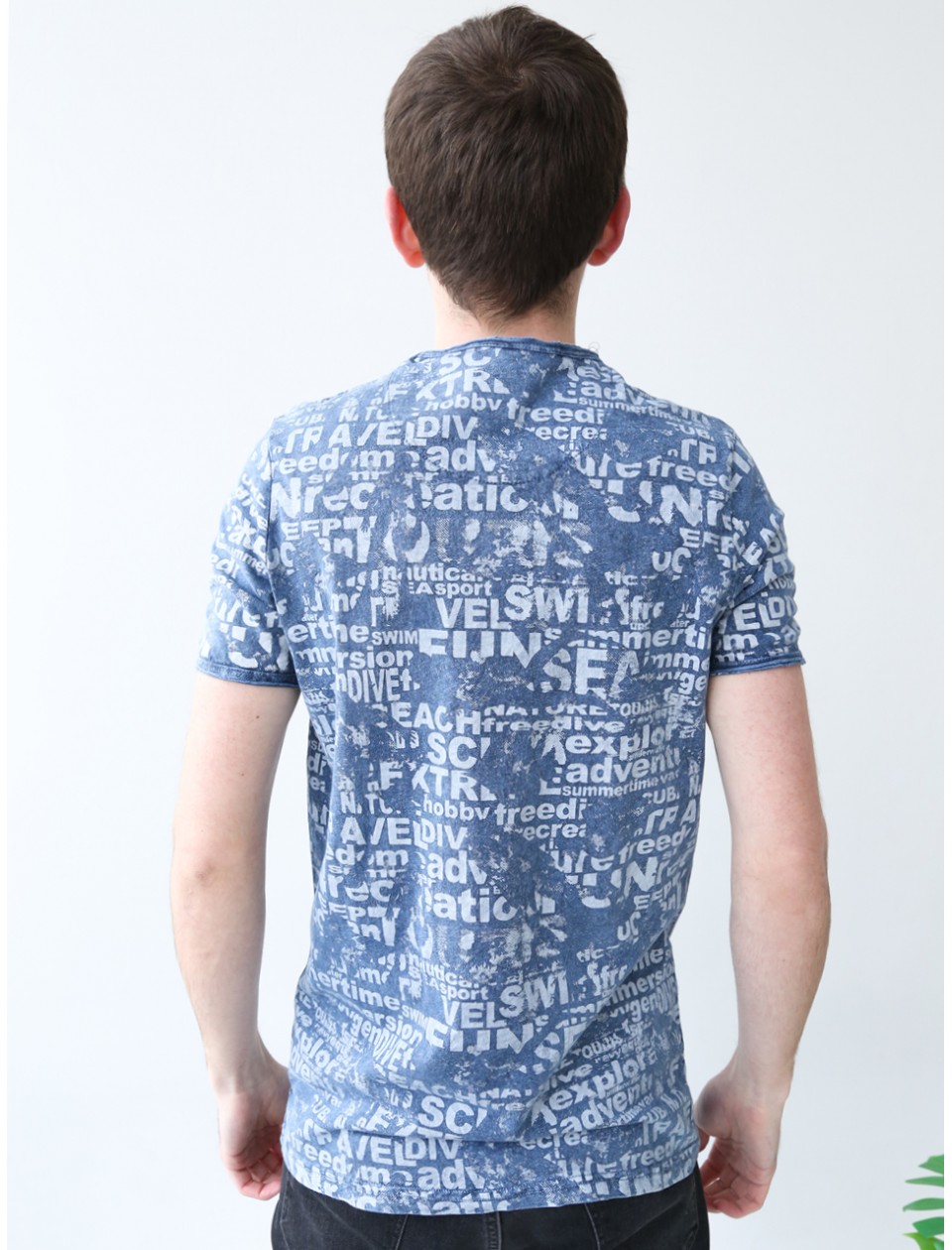 футболка JP 1103-1 син+газет  m-2xl M  