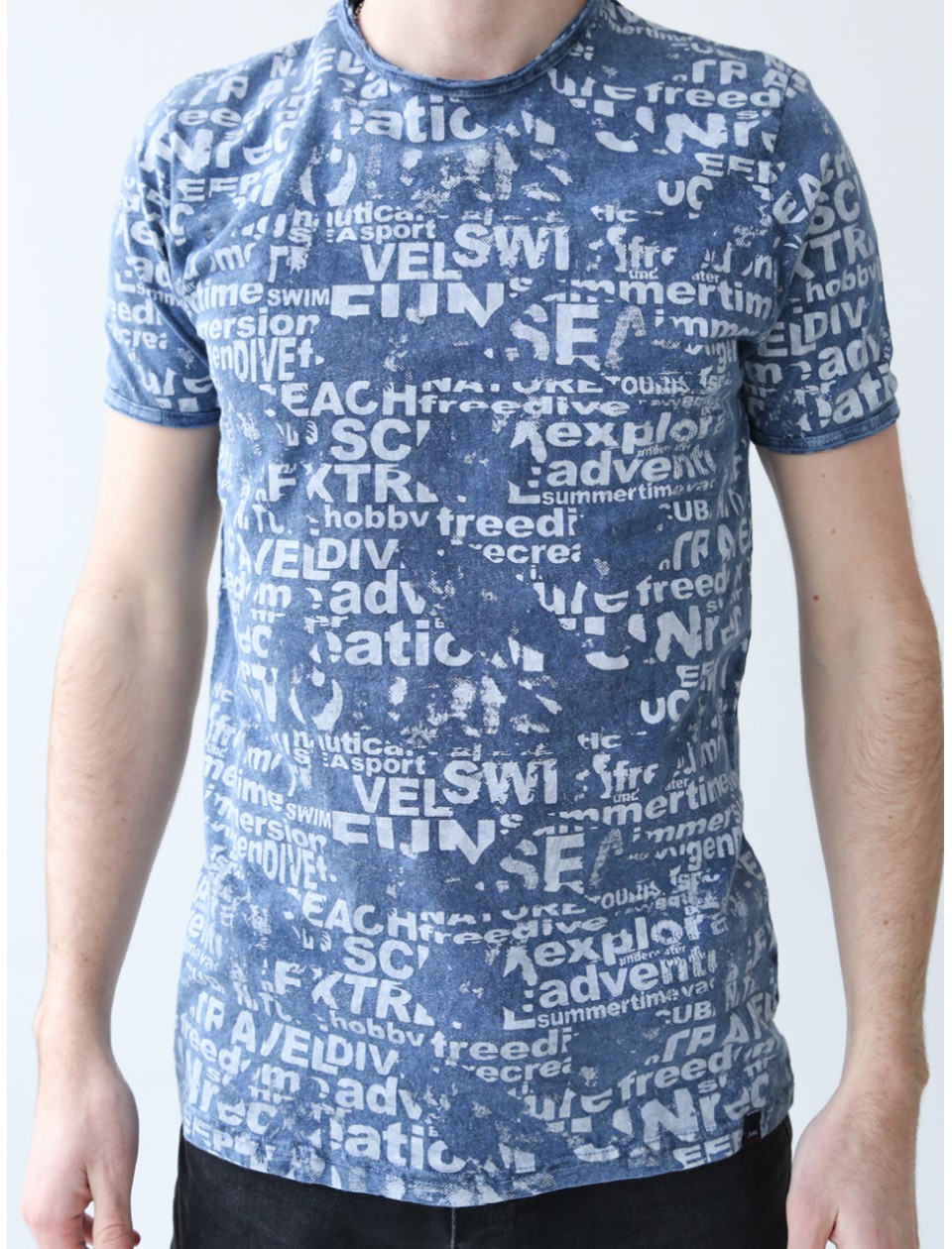 футболка JP 1103-1 син+газет  m-2xl M  