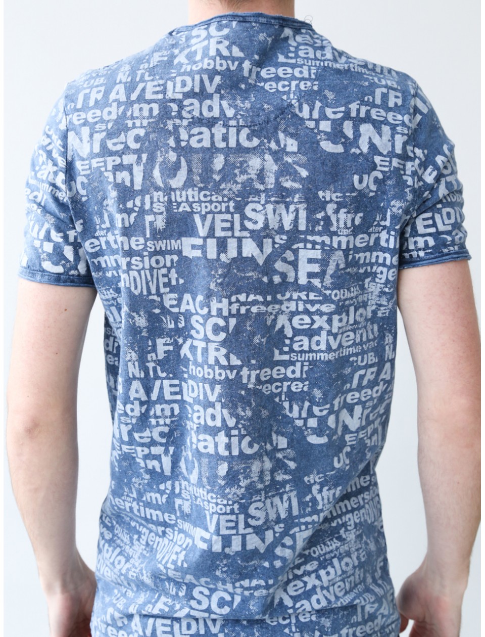 футболка JP 1103-1 син+газет  m-2xl M  