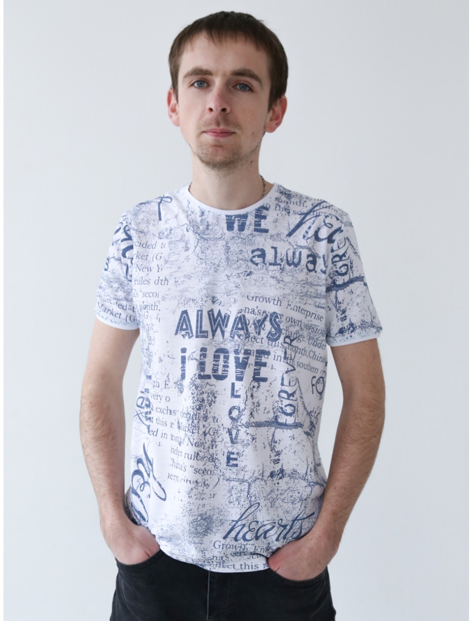 футболка JP BG 9103-1 бел+газет  m-2xl M   