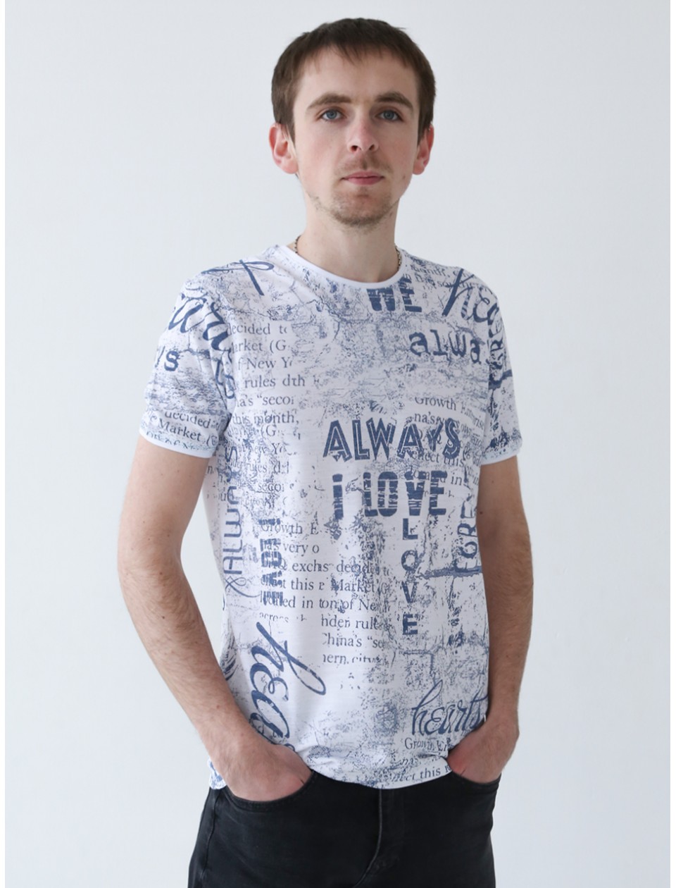 футболка JP BG 9103-1 бел+газет  m-2xl M   