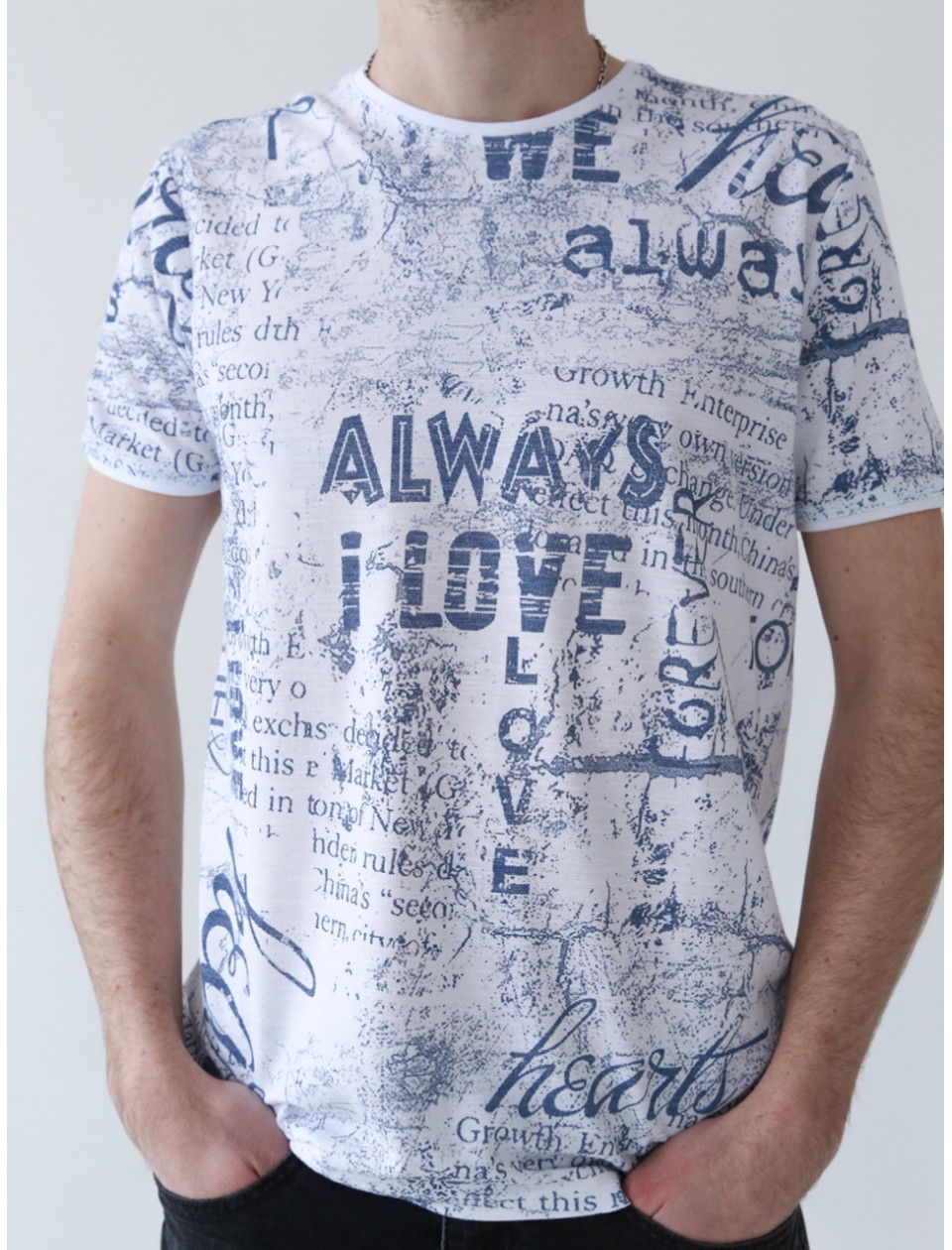 футболка JP BG 9103-1 бел+газет  m-2xl M   